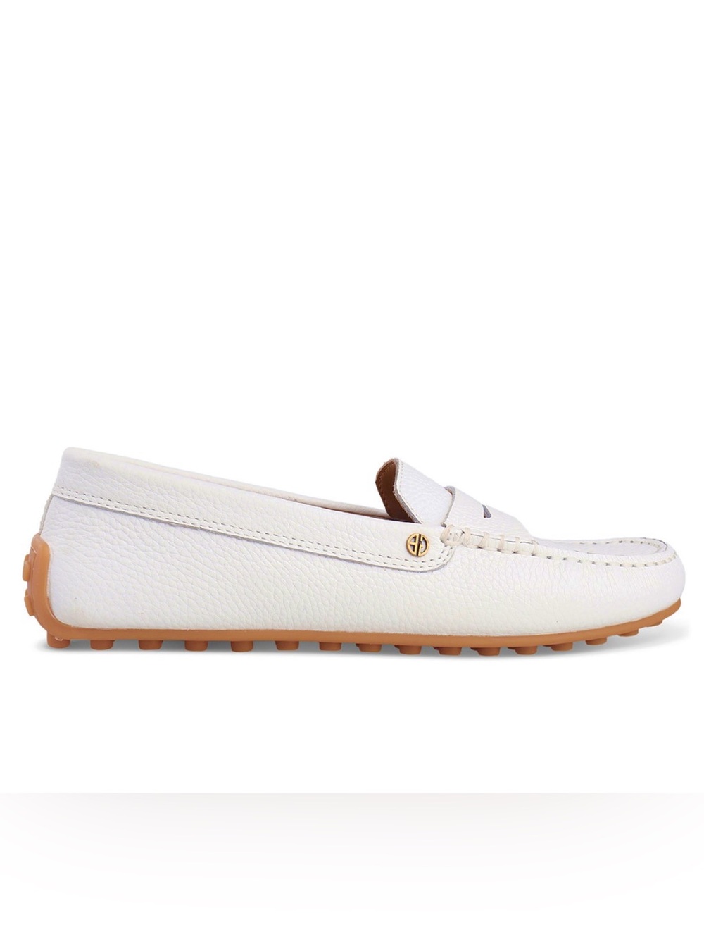 Gianni Bini White Leather Women's Carinna Slip On Penny Driving Loafers
